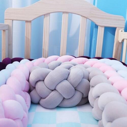 Baby Crib Bumper Knotted Braided Bumper Handmade Soft Knot Pad Cushion Nursery Cradle Decor Newborn Gift Crib Protector Cotton