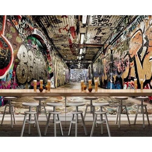 Beibehang Custom wallpaper 3d photo murals Papel de parede space street graffiti bar KTV living room background wall paper mural