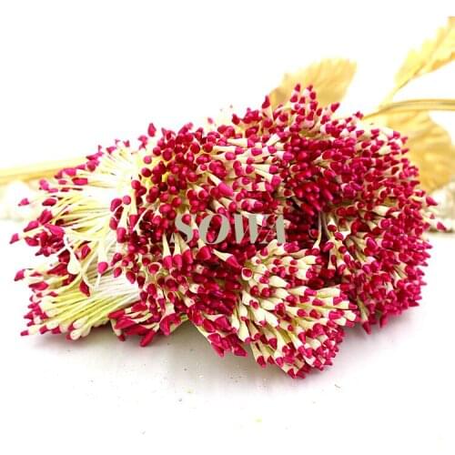 Free Shipping Red And Light Yellow Colors 800pcs/Lot 1mm Double Heads Flower Pistil Stamen Millinery Cake decoration And DIY