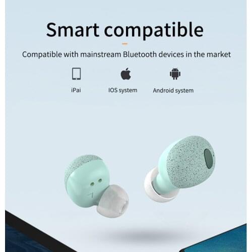 T2S Pebble Shape Wireless Bluetooth 5.0 Headset 6D Sound Quality Headphones Portable Audio Noise Cancelling Headset
