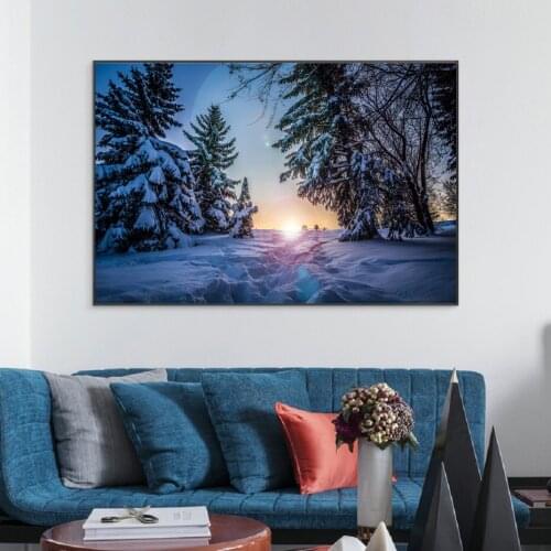 Large Snow Scenery Beautiful Forest Sunshine Snow Mountain Canvas Decoration Painting Living Room Entrance Art Decoration