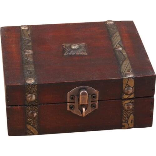 Home Decorative Trinket Jewelry Storage Box Handmade Vintage Wooden Treasure Case Treasure Case Stylish Vintage Gift Boxes