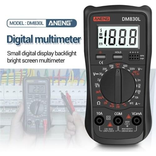 DM830L Digital Multimeter Meter Testers 1999 Count Electrical Transistor Capacitance DC/AC Multimetro With LCD Backlight