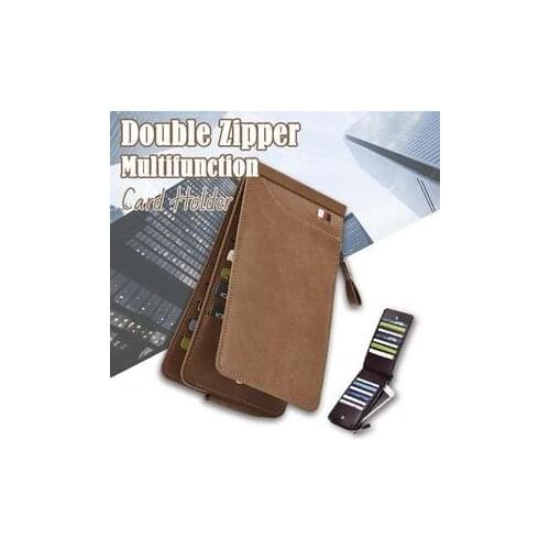 Double Zipper Multifunction Card Holder Super Slim Soft Wallet Mini Credit Card Wallet Purse Card Holders Men Wallet Thin Small
