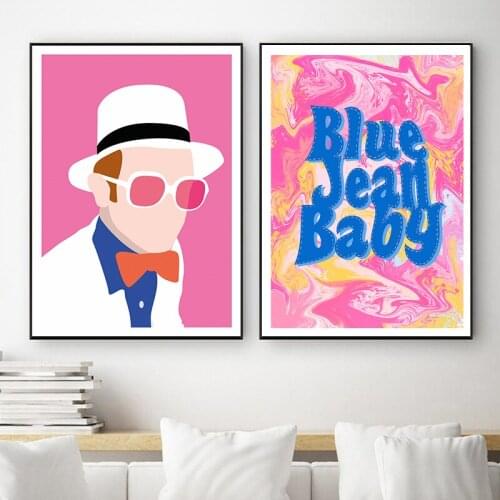 Elton John Pink Illustration Poster Canvas Painting Music Fans Gifts Wall Art Prints Superstar Decor Picture for Living Room
