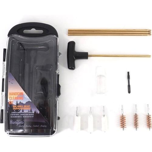 Huntpro Durable Portable Universal Handgun Pistol Gun Cleaning Kit Tools With Black Plastic Box Shooting Hunting Accessories