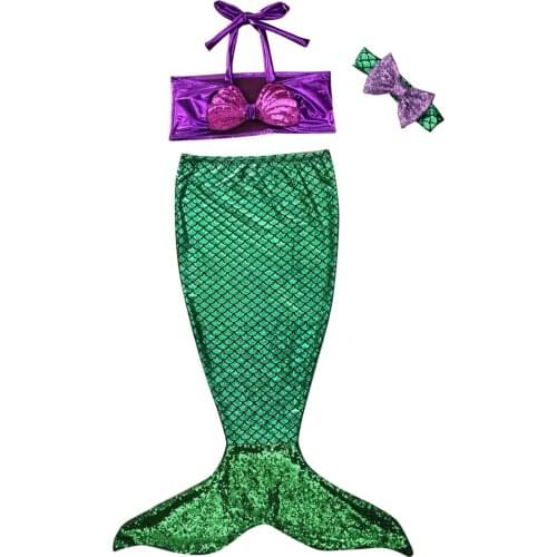 Kids Baby Girls Mermaid Tail Bowknot Halter Bikini Set Swimsuit Swimwear Bathing Suit Costume 3pcs Kids Clothing