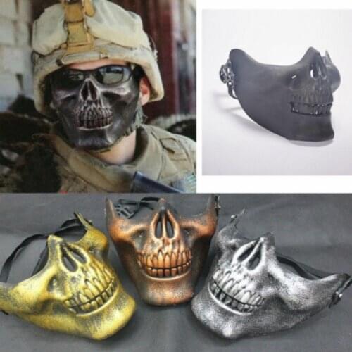 Costume Halloween Airsoft Skull Motorcycle Skull Skeleton Airsoft Hunting Biker Ski Half Face Protect Game Role Playing Mask