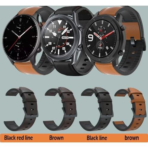 For GTR 2 Leather Strap Wristband for Xiaomi Huami Amazfit GTR 47 Watch Bracelet Band For Samsung galaxy watch 3 45 accessories