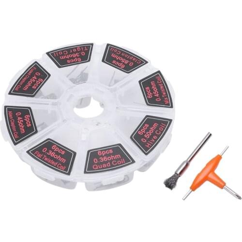 LBER 8 In 1 Clapton Coil Platte Twisted Mix Twisted Fused Clapton Alien Clapton Premade Coil With Cleaning Brush Tool Sets