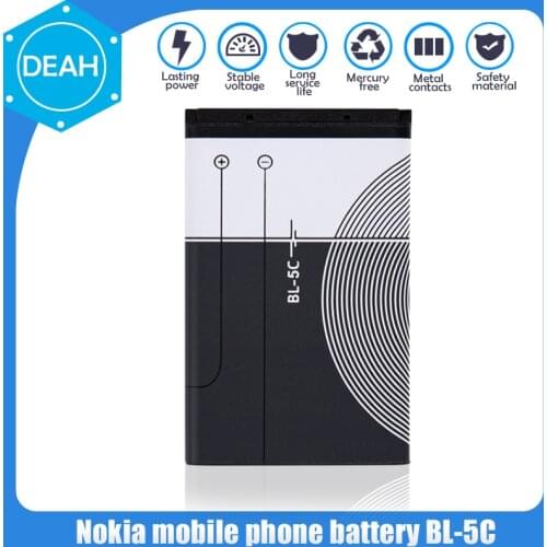 1PCS BL5C BL-5C BL 5C 3.7V Lithium Polymer Phone Battery For Nokia 1100 1110 1200 1208 1280 1600 2600 2700 3100 3110 5130 6230
