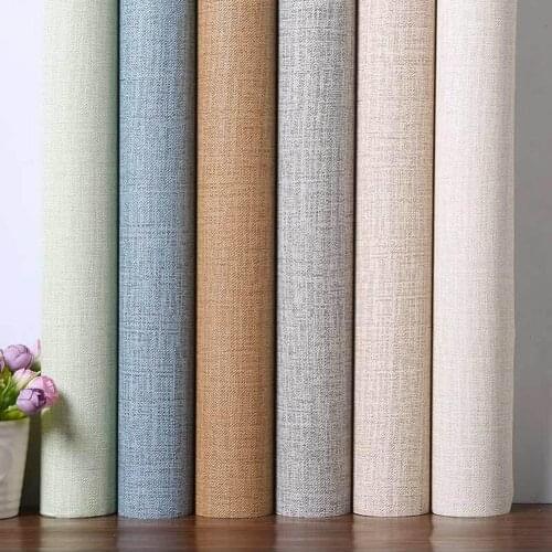 Linen PVC Vinyl Contact Paper for Home Decor Self adhesive Wallpaper For Kitchen Cabinets Bedroom Decor Living Room Wall Paper
