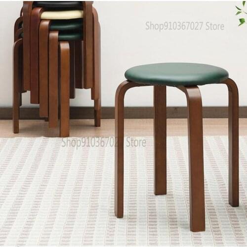 Solid Wood Household Small Bench Soft Surface Net Red Low Stool Creative Round Stool Cute Soft Bag Dining Stool