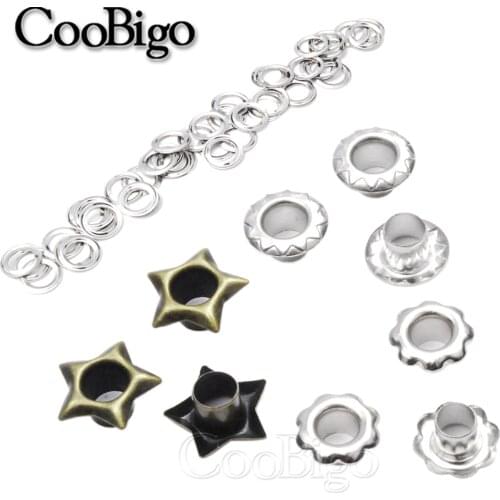 100pcs Floral Eyelet Metal Star Eyelets for Scrapbook Notebook Bookmark Label Tags Card Album Leathercraft DIY Craft Supplies