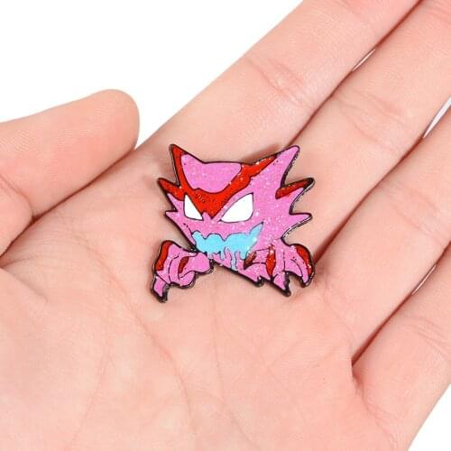 Cartoon Haunter Enamel Pins Glitter Pink Ghost Brooches Bag Shirt Buckle Button Badge Animal Jewelry Gift for Kids Friends