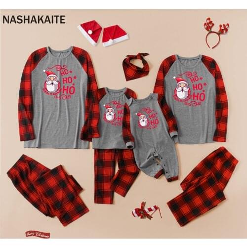 NASHAKAITE Christmas Family Matching Pajamas Set Cartoon Santa Claus Family Xmas Pjs Adult Kid Top+Pants Sleepwear Family look