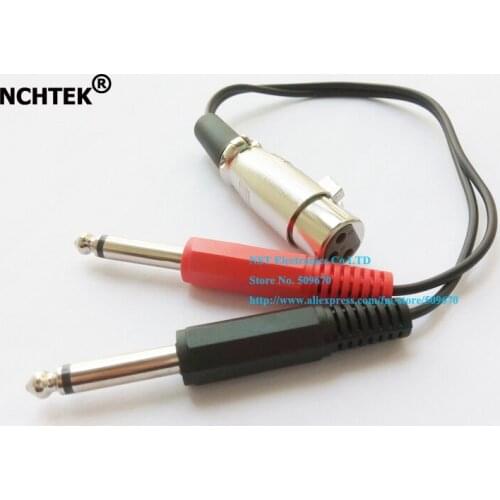 NCHTEK XLR 3-Pin Female to Dual 6.35mm 1/4" Mono Male Plug TRS Audio Y Cable/Cord About 30CM/Free Shipping/2PCS