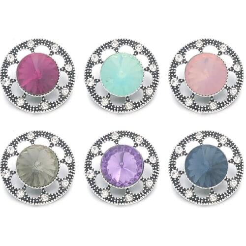 Wholesale w387 Crystal 3D 18mm 20mm Metal Snap Button For Bracelet Necklace Interchangeable Jewelry Women Accessorie Findings