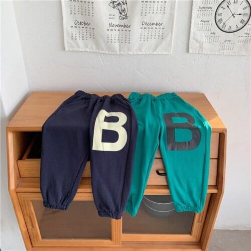 Toddler Girl Pants Casual Korean Letter Print Loose Trousers For Boy 2 3 4 5 6 7 Years Baby Child Pants Children Harem Pants New