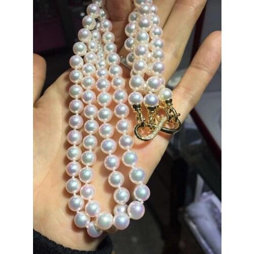 2row 8-9 mm natural south white pearl necklace