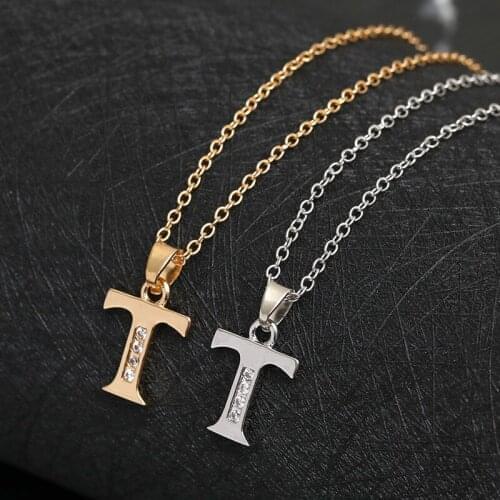 Gift 26 English letters T fashion lucky Monogram necklace alphabet Initial sign mother friend family name necklace jewelry