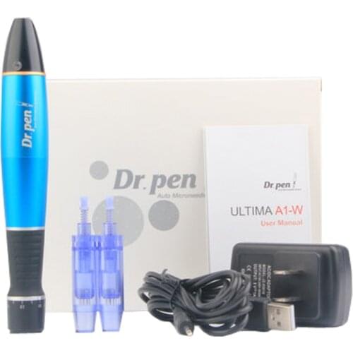 Rechargeable Derma Pen Dr. Pen A1-W Auto Microneedle Pen Bayonet Prot Needle Cartridges Pen Wireless Electric Derma Stamp Blue
