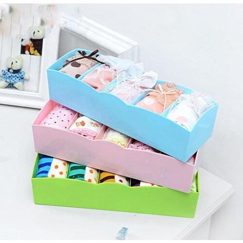 5 Cells Plastic Storage Box Tie Bra Socks Drawer Cosmetic Divider Tidy Organizer Underwear Organizer Case