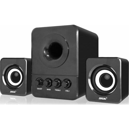 SADA D-205 Portable 3W USB 2.0 Computer Subwoofer Combination Speakers with 3.5mm Audio Plug for Desktop Laptop PC Smartphone