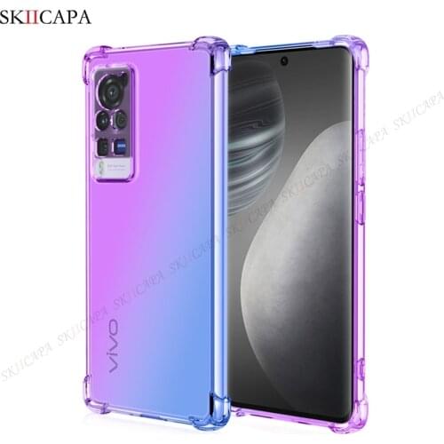 Airbag Shockproof Case For Vivo X60 Pro Plus Transparent Gradient Protective Cover For VIVO X50 X30 Pro Thin Smartphone Cover