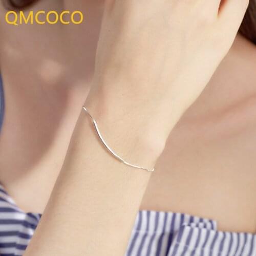 QMCOCO 925 Silver New Style Minimalism Trendy Bracelets For Woman And Girl Weeding Party Gifts Jewelry Accessories