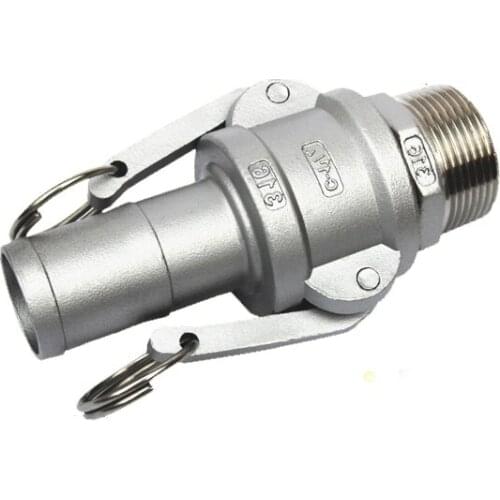 1" 26mm Hose Barb x 1" BSP Male Thread 304 Stainless Steel C + F Type CamLock Fitting Pump Adapter Cam Groove Coupling