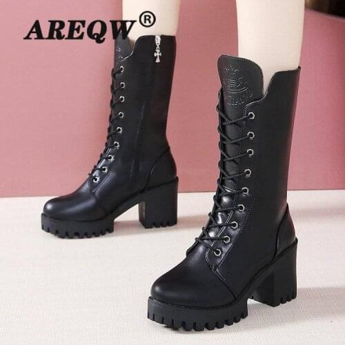 Womens Boots High Top 2021 Chunky Platform Pu Over-the-Knee High Boots Women Retro Punk Increasing Long Shoes Woman