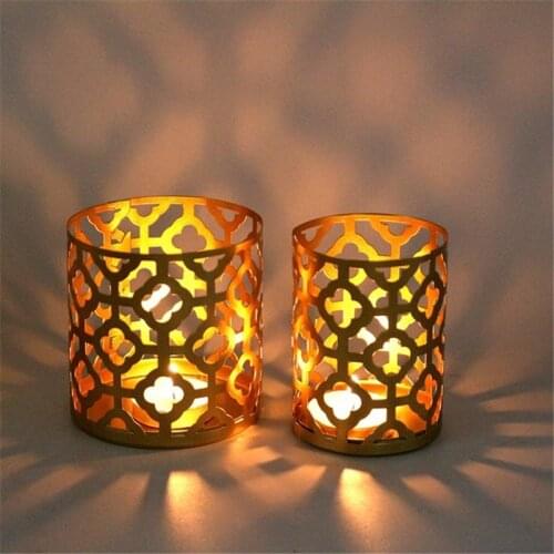 Golden Hollow Candle Holder Home Decor Creative Geometric Aroma Candles Cup Simple Wedding Decoration Bar Party Room Ornaments