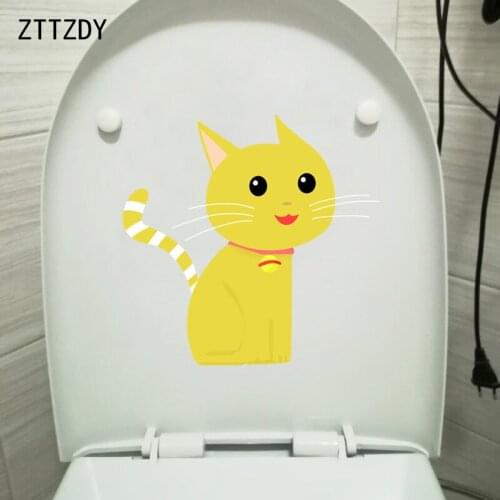 ZTTZDY 23.1*22.6CM Animal Cat Toilet Sticker Kids Bedroom Home Decor Wall Decal Art T3-0185