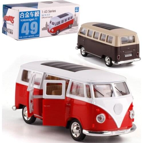 1/38 Alloy Collection T1 Bus Model Cars Toy Door Open Diecast Metal Casting Car Toys For Children