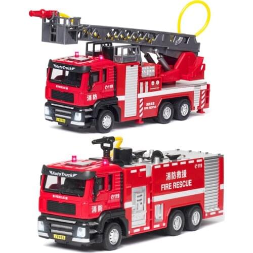 1:50 Diecast Model Car Children Simulation Fire Truck Car Toys Sound Light Alloy Metal Toys Vehicles For Kids Boys Gifts CT0035