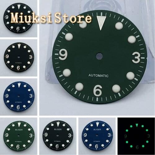 1PCS 29mm sterile blue black green watch dial luminous marker fit NH35 NH36 automatic movement