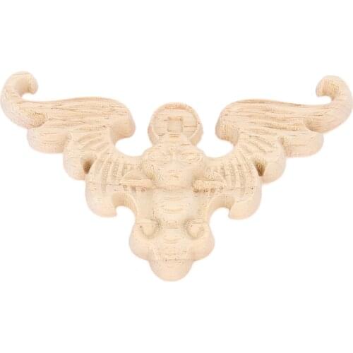 1Pc Unpainted Natural Oak Wood Carved Applique Woodcarving Corner Onlay Decal for Furniture Cabinet Door Crafts Decorative 8*8cm