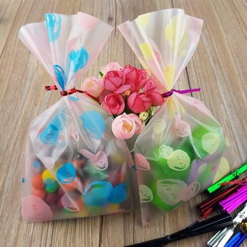 100pcs 12*20cm Candy Food Packaging Bag Transparent Hubble-bubble Cookies Bag Diy Gift Bag For Christmas Wedding Party Chic Gift