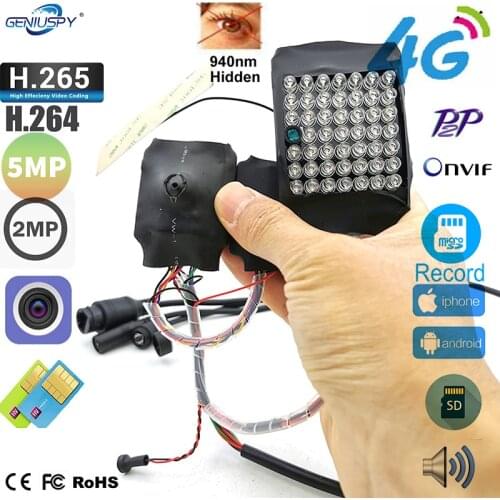 1080p 5mp 940nm Ir Infrared Night Vision 4g Sim Card Ip Camera Wireless Security Mini 4g Pin Hole Cam Cctv P2p Onvif Audio Camhi