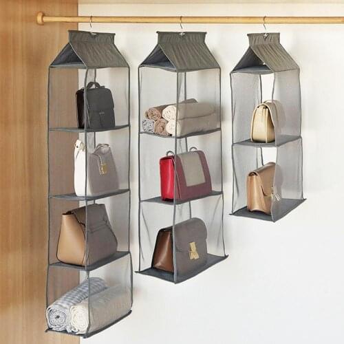 2/3/4-Layer Dust-proof Hanging Wardrobe Storage Holder For Storage Women Bags Handbag