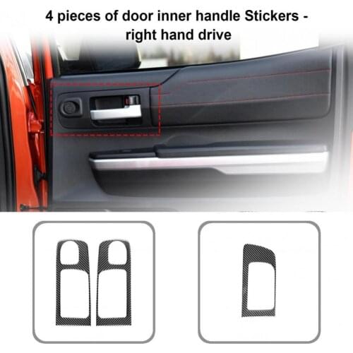 Excellent 4Pcs Light Carbon Fiber Style Inner Handle Frame Trim Dust-proof Panel Decor Sticker Heat-resistant