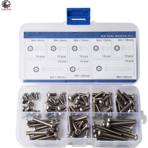 80pcs M4 Pin-in-Torx Security Screws Stainless Steel Torx Countersunk Screw Six-Lobe Flat Head Machine Security Screws