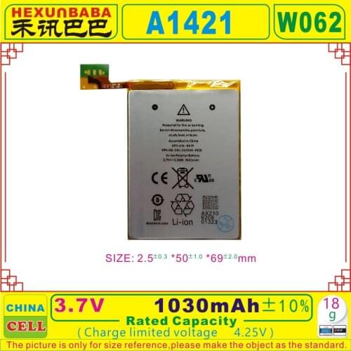 [A1421] 3.7V 4.25V 1030mAh Polymer Li-ion battery fit for IPOD TOUCH 5;5th;616-0621;616-0619;LIS1495APPCC [W062]