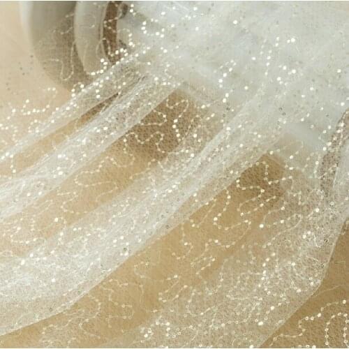 Diamond Network Babysbreath Flower Sequins Lace Fabric Gauze Net Yarn Material Stage Decoration Cloth Doll Dress Background