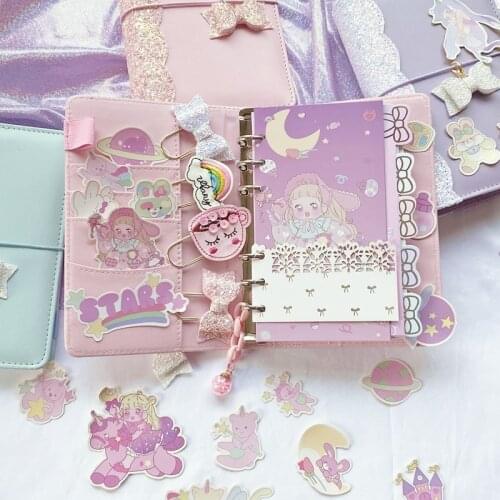 Cute Notebook A6 Binder Agenda Journal Kawaii Diary Notepad Office Planner Organizer Spiral Daily Note Book 6 Rings