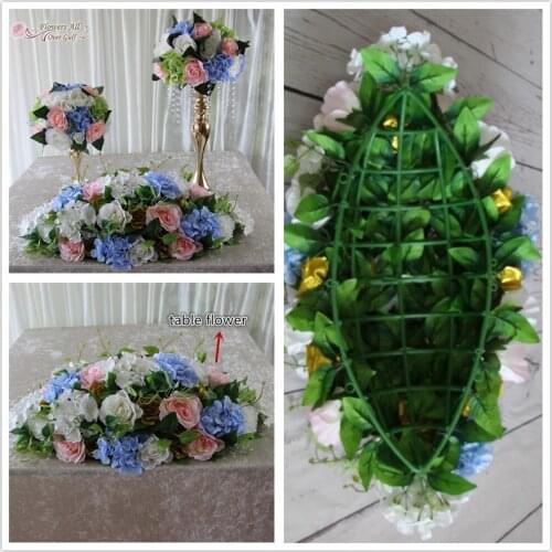 Flower all over gulf table flowers Artificial silk Rose and hydrangea wedding table decorations wedding road lead flower