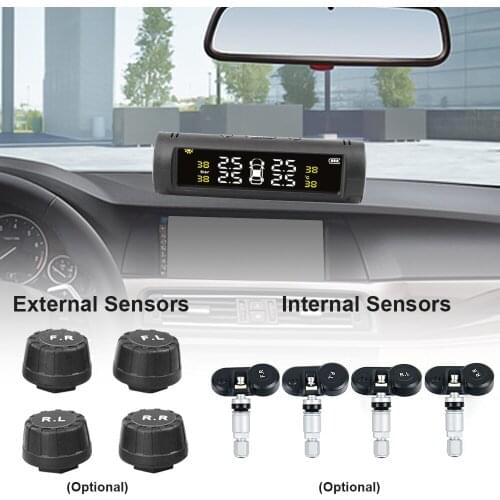 Tire Pressure Sensor TPMS Car Solar Monitor TMPS Control Tyre Pressure Monitoring System External Internal Sensors