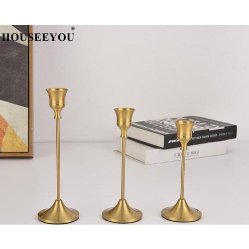 Simple Moments 3 PC/set Retro Bronze Candle Holders Wedding Party Vintage Metal Candlestick Home Decor Christmas Candle Holders