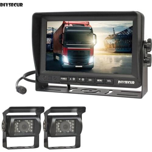 DIYSECUR AHD 7" IPS LCD Car Monitor Rear View Monitor 2 x Waterproof IR Night Vision 1080P AHD Camera 1V2